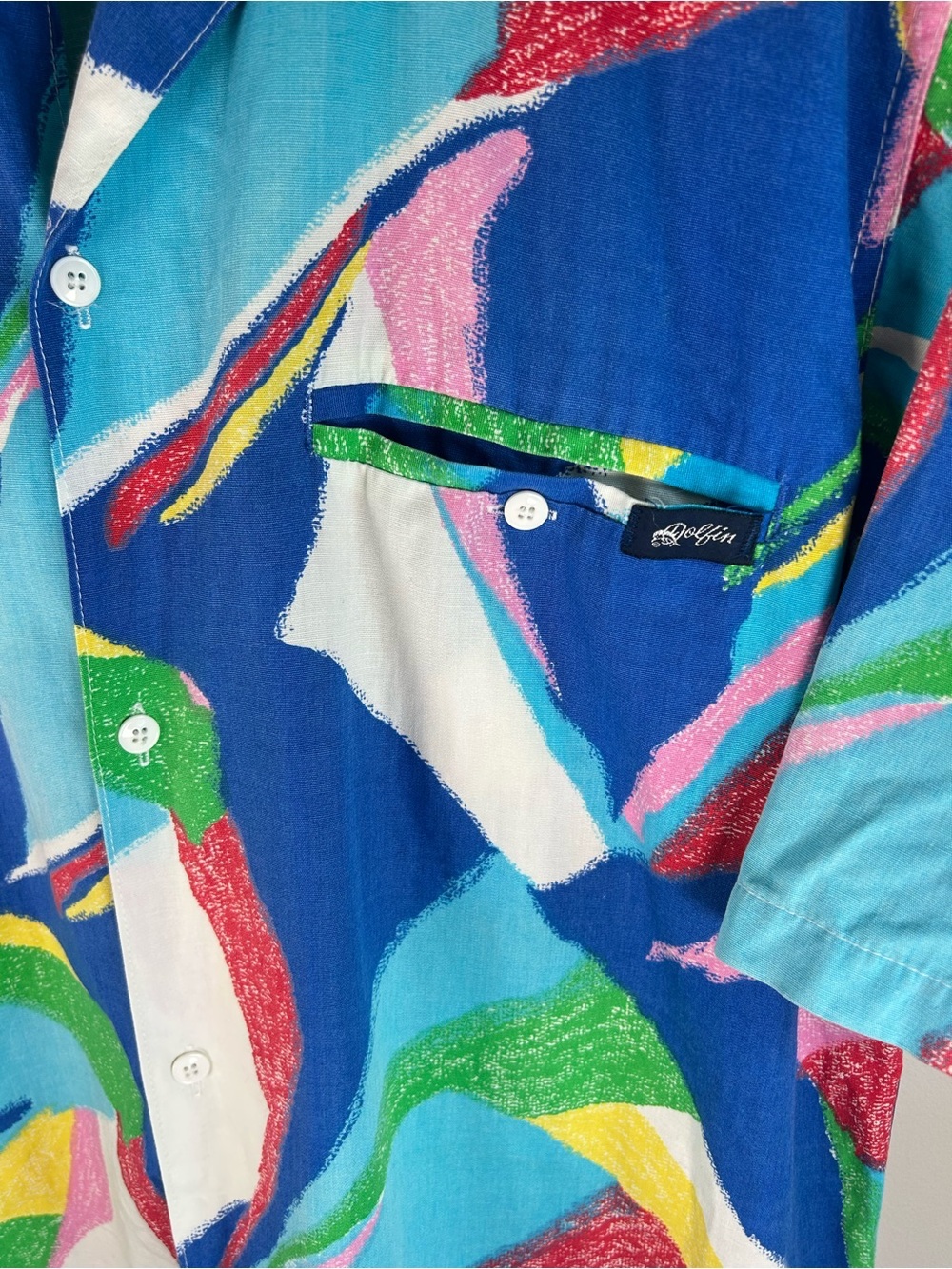 Vintage 80s/90s Dolfin Men’s Shirt L Funky Fresh Colorful Abstract Hip Hop RARE - Picture 5 of 13